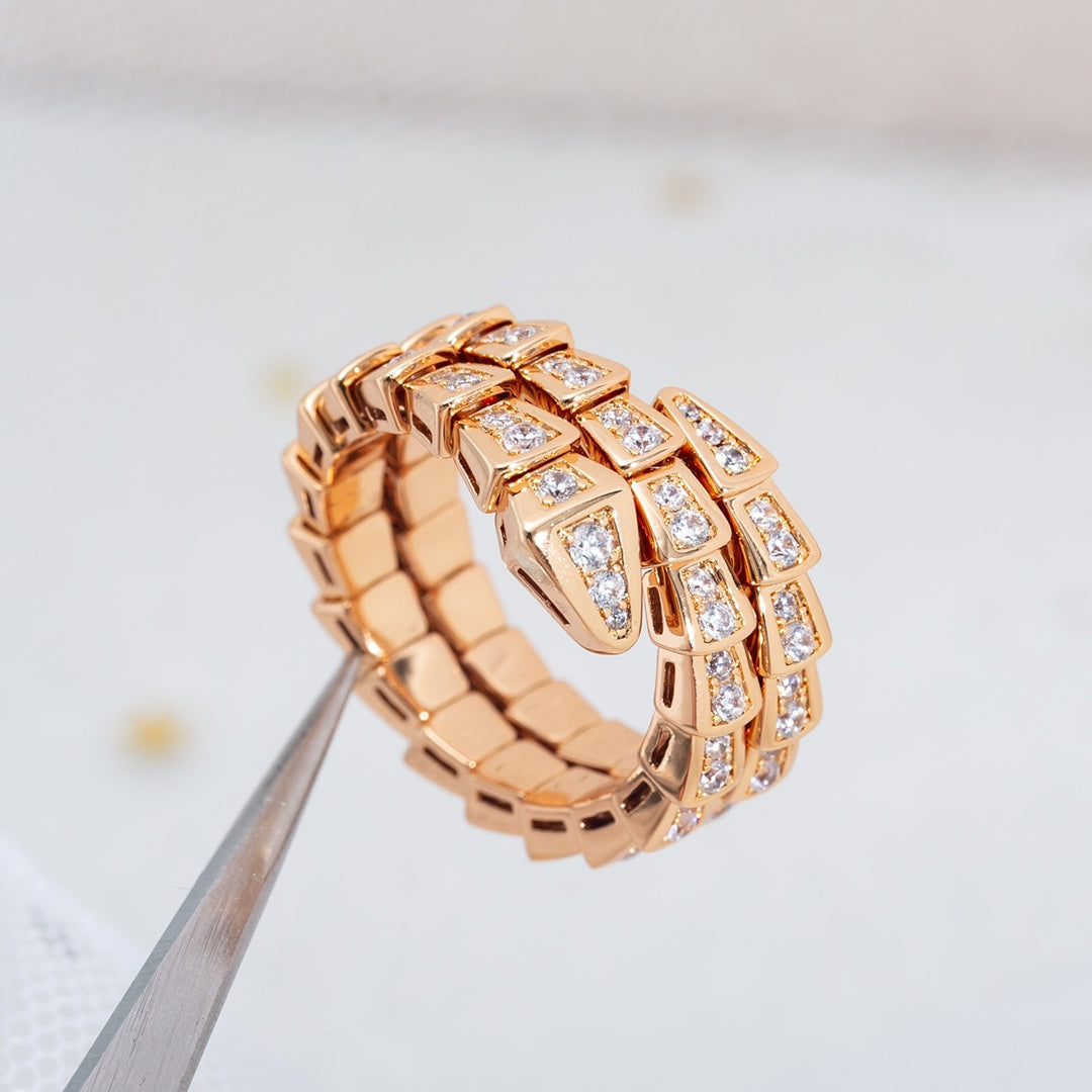 [Marin]SERPENTI RING PINK GOLD DIAMOND DOUBLE ROW