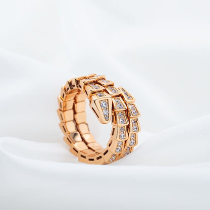 [Marin]SERPENTI RING PINK GOLD DIAMOND DOUBLE ROW