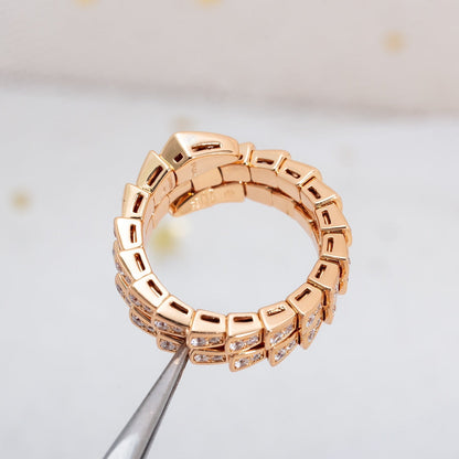 [Marin]SERPENTI RING PINK GOLD DIAMOND DOUBLE ROW