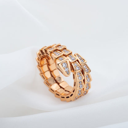 [Marin]SERPENTI RING PINK GOLD DIAMOND DOUBLE ROW