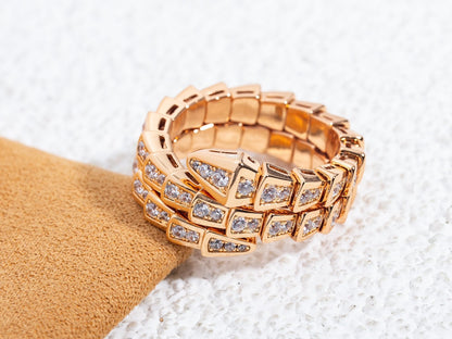 [Marin]SERPENTI RING PINK GOLD DIAMOND DOUBLE ROW