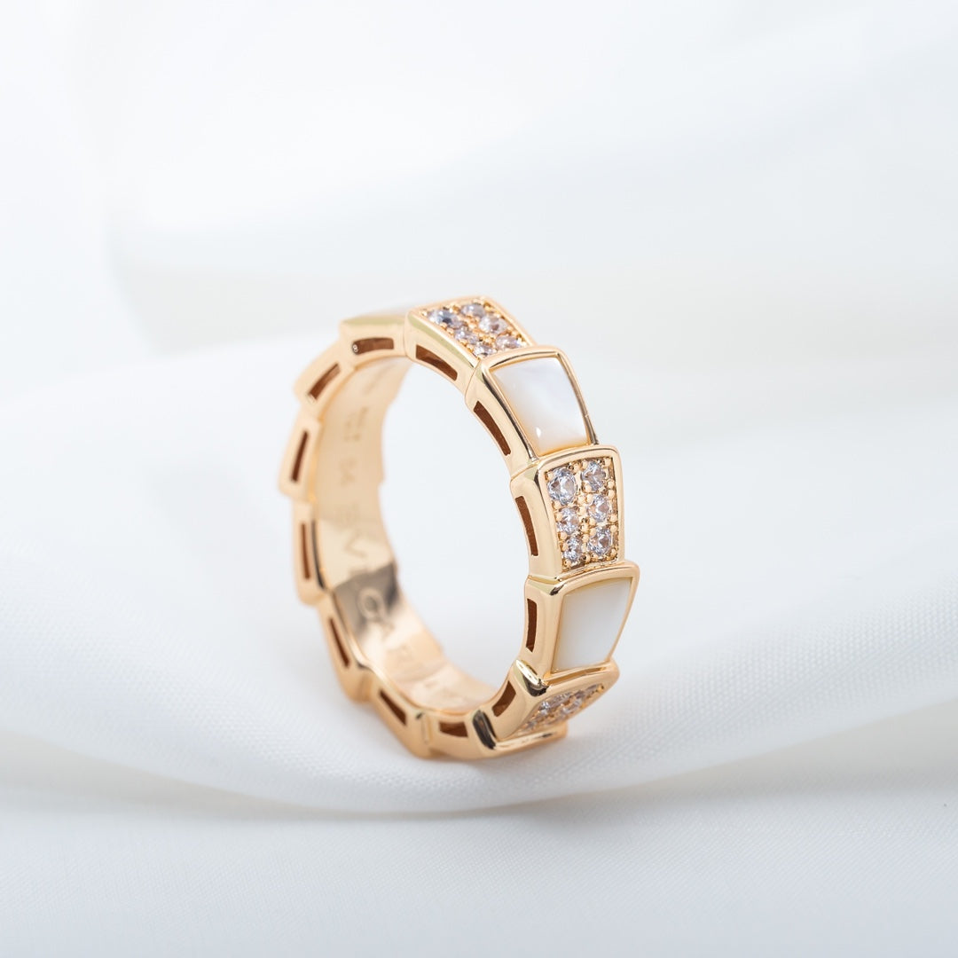 [Marin]SERPENTI RING PINK GOLD MOP DIAMOND PAVED 4MM