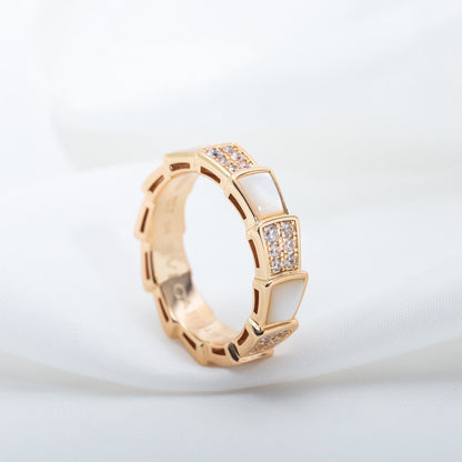 [Marin]SERPENTI RING PINK GOLD MOP DIAMOND PAVED 4MM