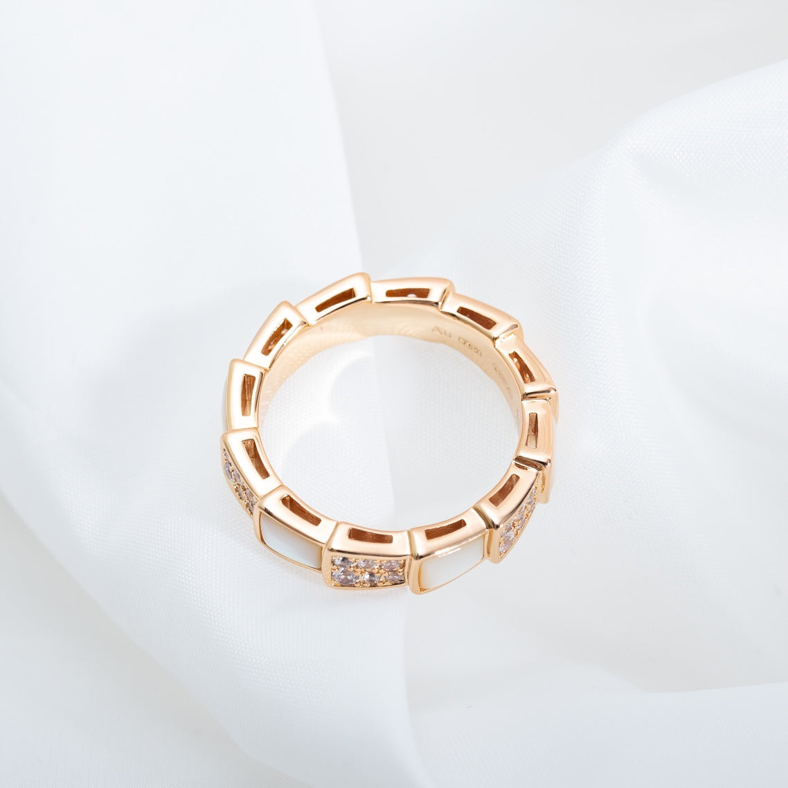 [Marin]SERPENTI RING PINK GOLD MOP DIAMOND PAVED 4MM