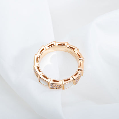 [Marin]SERPENTI RING PINK GOLD MOP DIAMOND PAVED 4MM