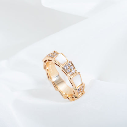 [Marin]SERPENTI RING PINK GOLD MOP DIAMOND PAVED 4MM