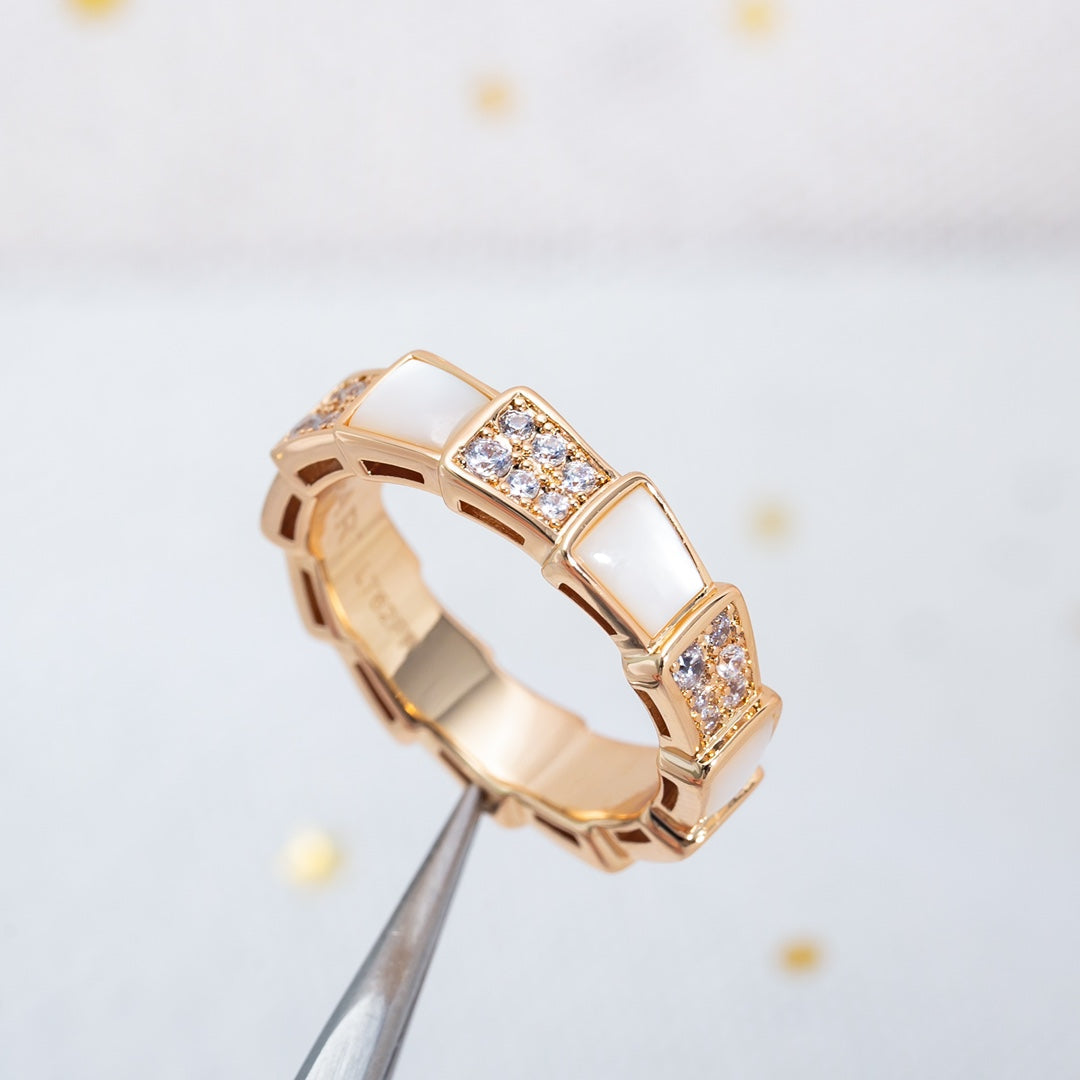 [Marin]SERPENTI RING PINK GOLD MOP DIAMOND PAVED 4MM