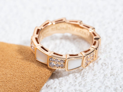 [Marin]SERPENTI RING PINK GOLD MOP DIAMOND PAVED 4MM