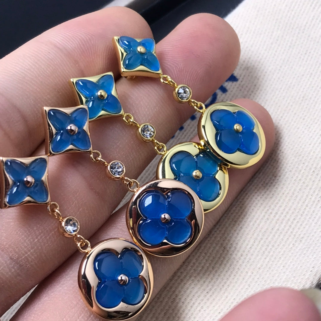 [Marin-Jewelry]STAR AND SUN AGATE DIAMOND EARRINGS
