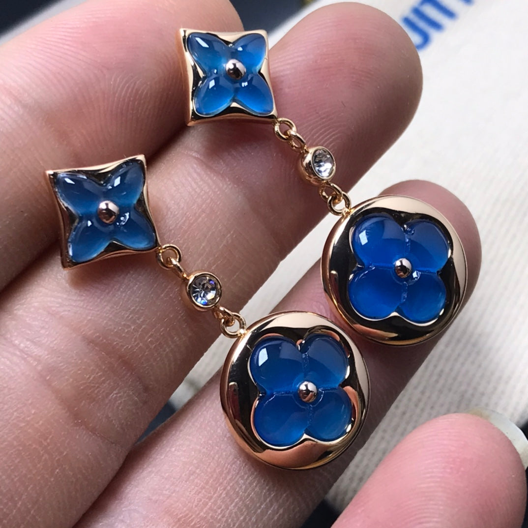 [Marin]STAR AND SUN AGATE DIAMOND EARRINGS
