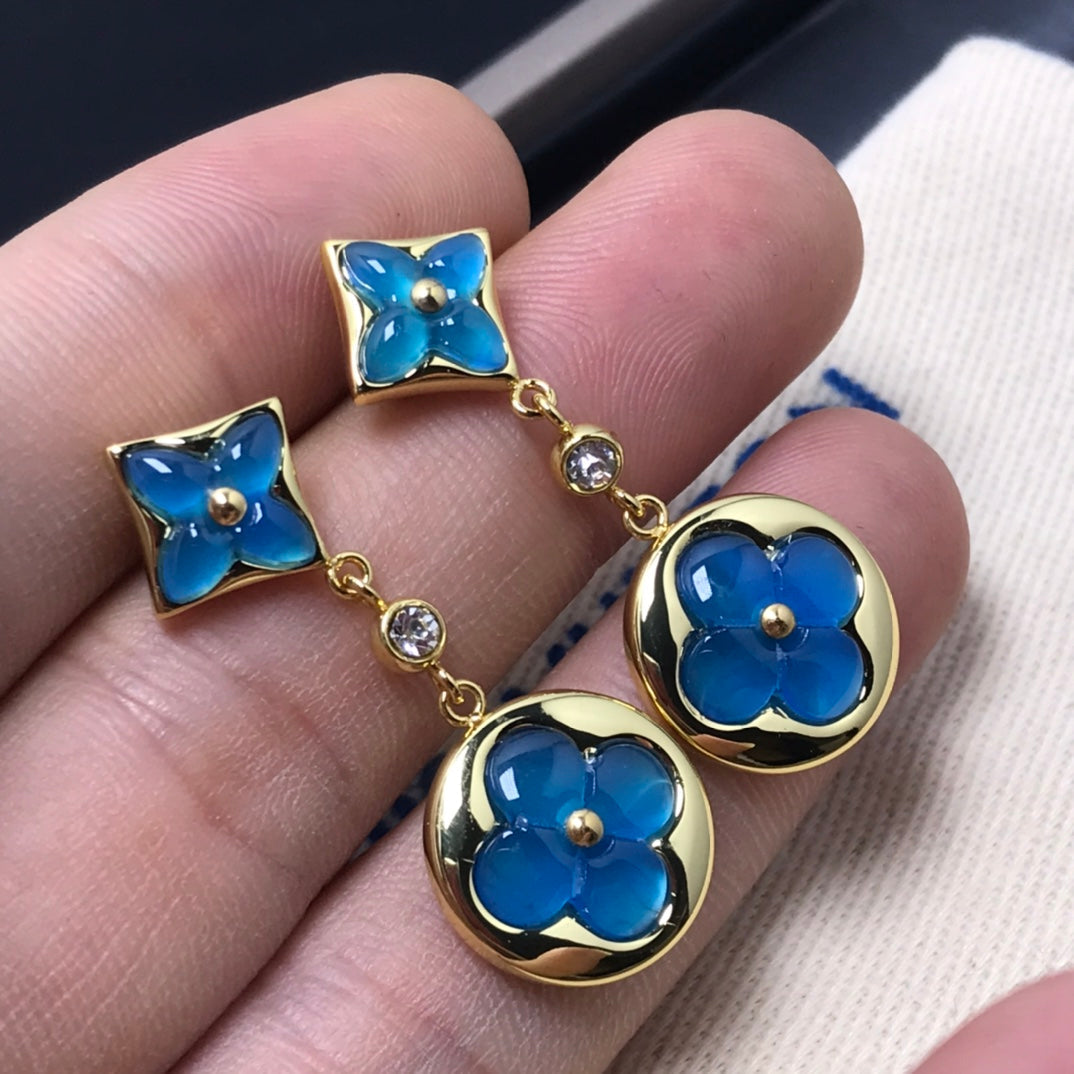 [Marin-Jewelry]STAR AND SUN AGATE DIAMOND EARRINGS