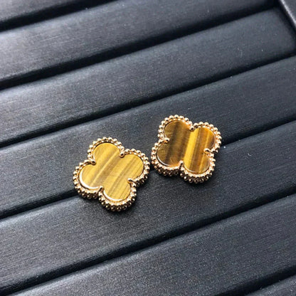 [Marin]CLOVER MEDIUM 1 MOTIFS TIGER EYE EARRINGS