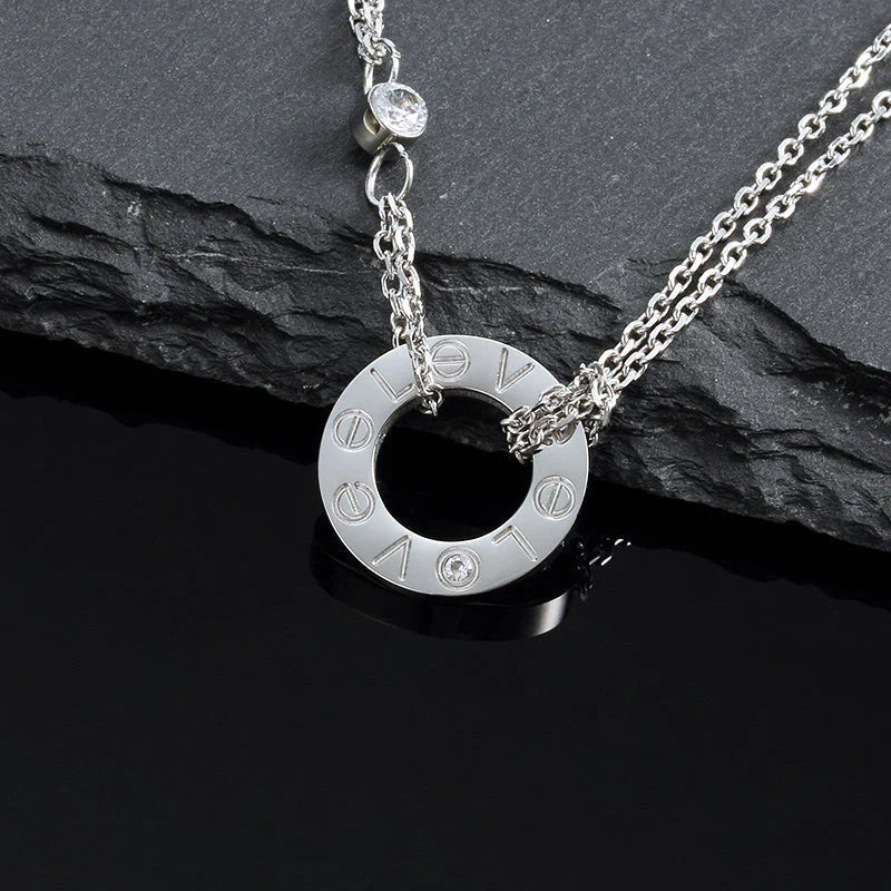 [Marin-Jewelry]LOVE NECKLACE 16MM 2 DIAMONDS