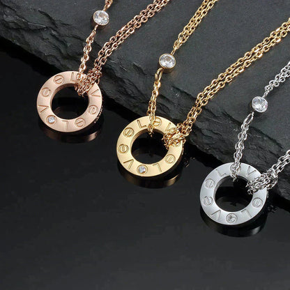 [Marin-Jewelry]LOVE NECKLACE 16MM 2 DIAMONDS