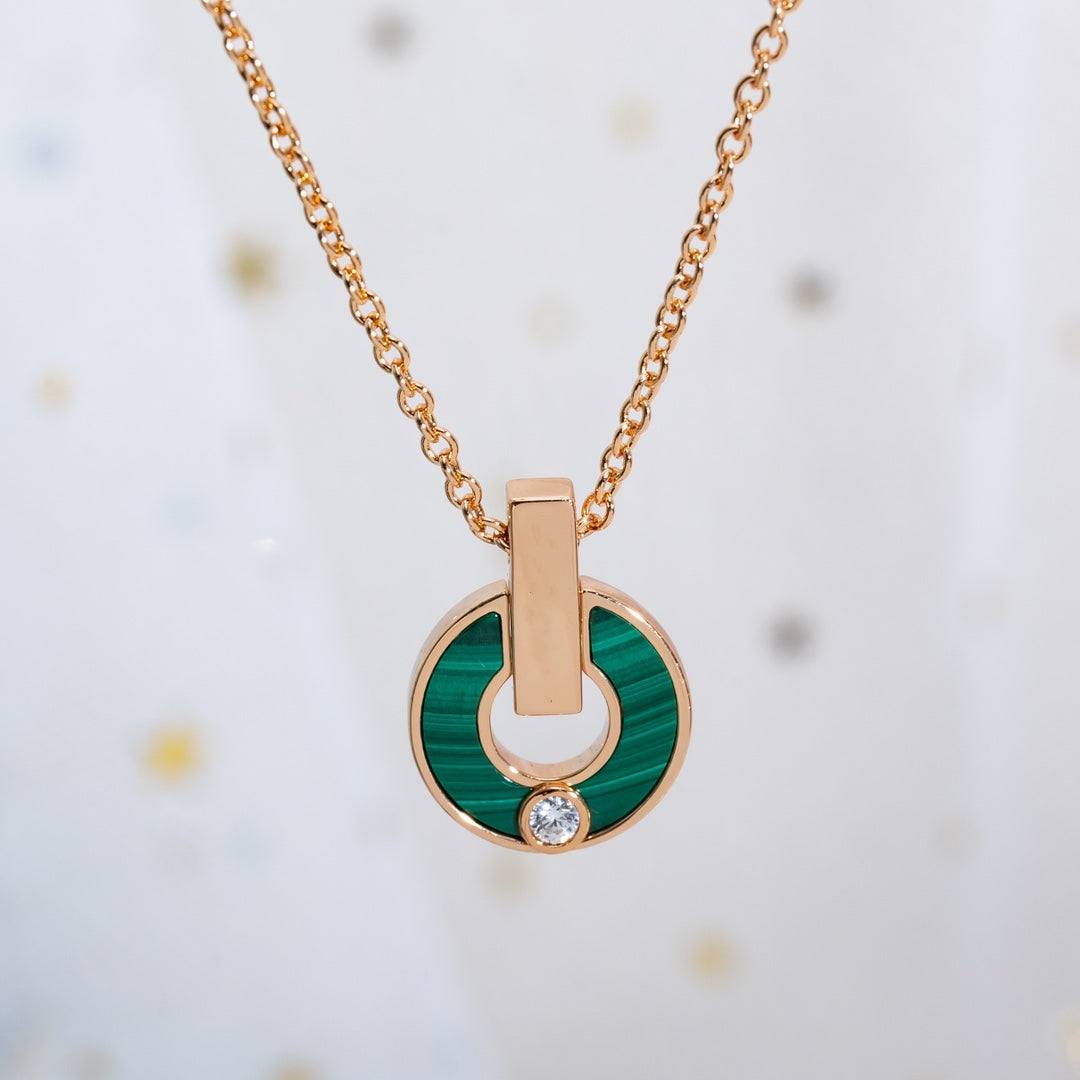 [Marin]GARI NECKLACE PINK GOLD MALACHITE