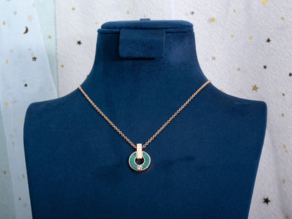 [Marin]GARI NECKLACE PINK GOLD MALACHITE