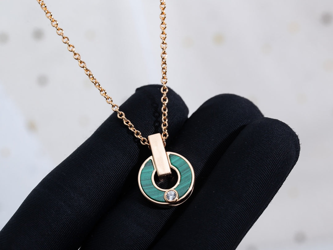 [Marin]GARI NECKLACE PINK GOLD MALACHITE
