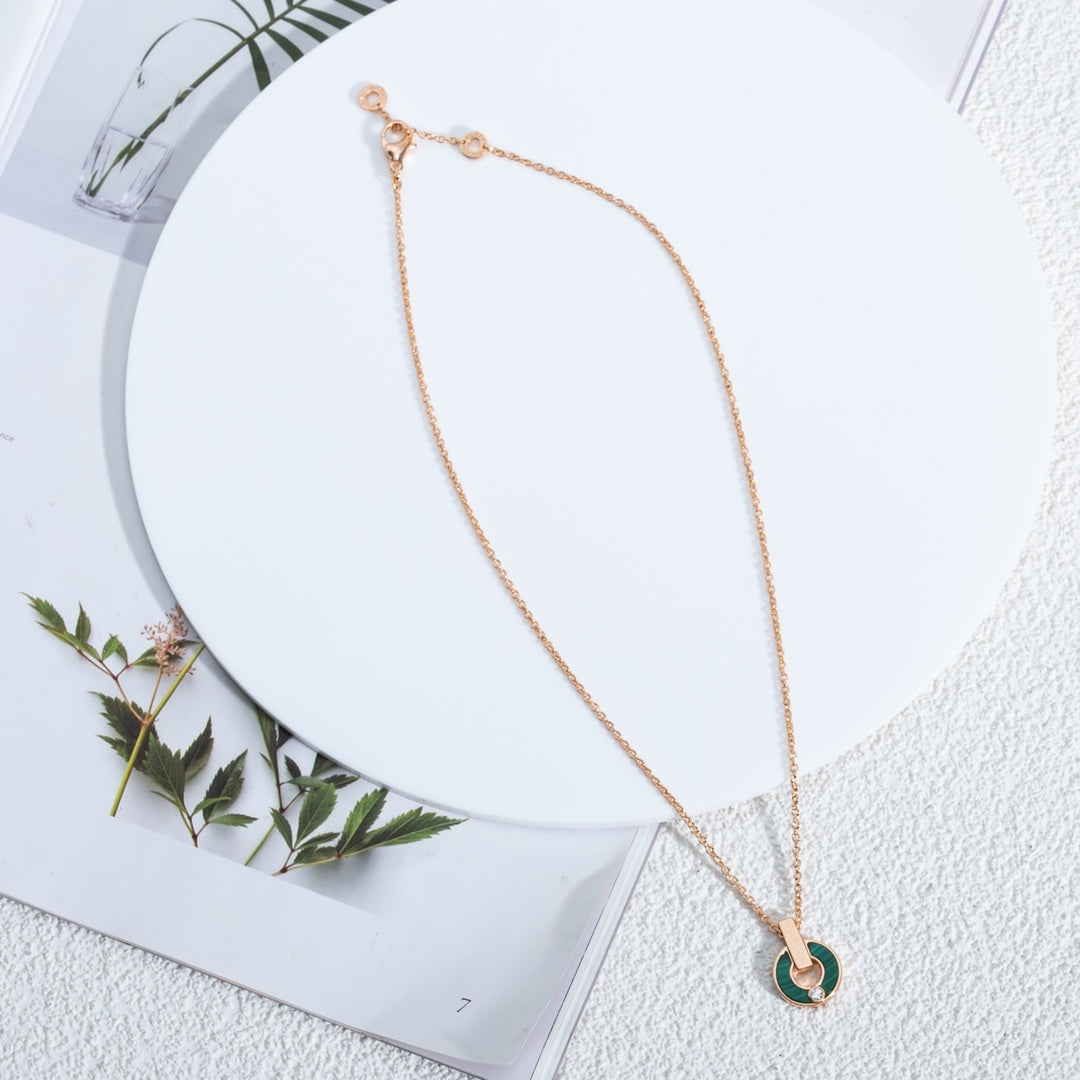 [Marin]GARI NECKLACE PINK GOLD MALACHITE