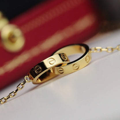 [Marin-Jewelry]LOVE NECKLACE DOUBLE RING GOLD
