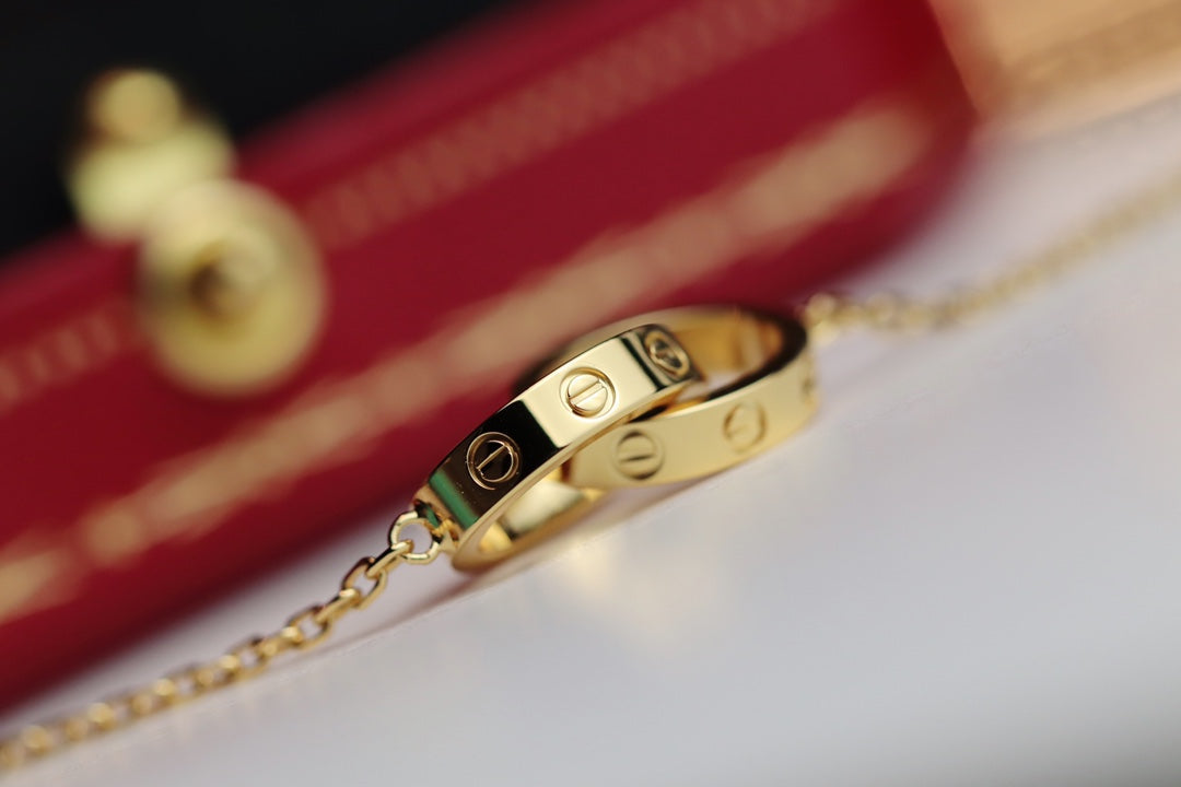 [Marin-Jewelry]LOVE NECKLACE DOUBLE RING GOLD