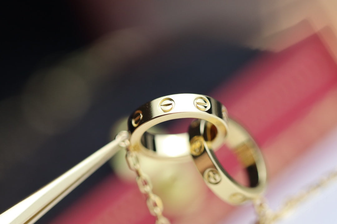 [Marin]LOVE NECKLACE DOUBLE RING GOLD