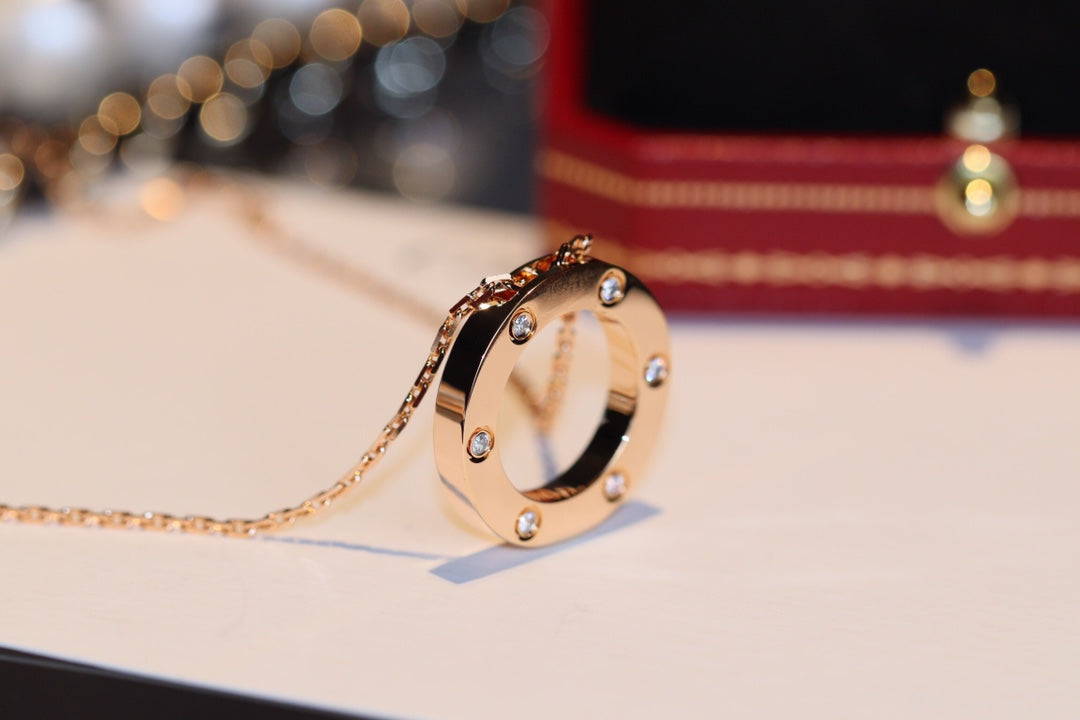 [Marin]COLLIER LOVE 16MM 6 DIAMANTS OR ROSE