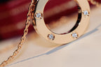 [Marin]LOVE NECKLACE 16MM 6 DIAMONDS PINK GOLD