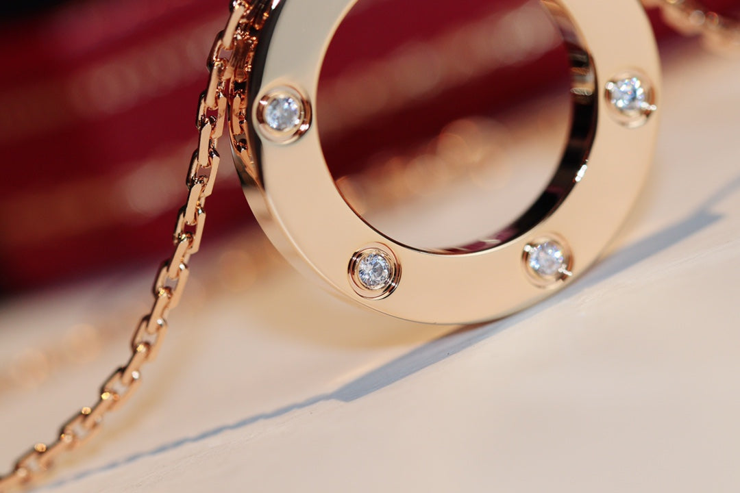 [Marin]COLLIER LOVE 16MM 6 DIAMANTS OR ROSE