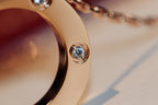 [Marin]LOVE NECKLACE 16MM 6 DIAMONDS PINK GOLD