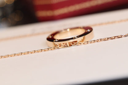[Marin-Jewelry]LOVE NECKLACE 16MM 6 DIAMONDS PINK GOLD