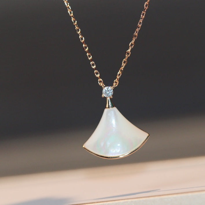 [Marin]DREAM NECKLACE WHITE MOP PINK GOLD 1 DIAMOND