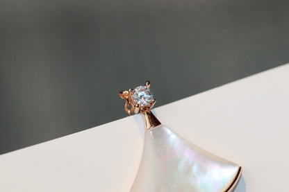 [Marin]DREAM NECKLACE WHITE MOP PINK GOLD 1 DIAMOND