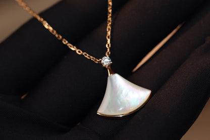 [Marin]DREAM NECKLACE WHITE MOP PINK GOLD 1 DIAMOND