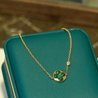 [Marin]SUN MALACHITE 1 DIAMOND PINK GOLD BRACELET