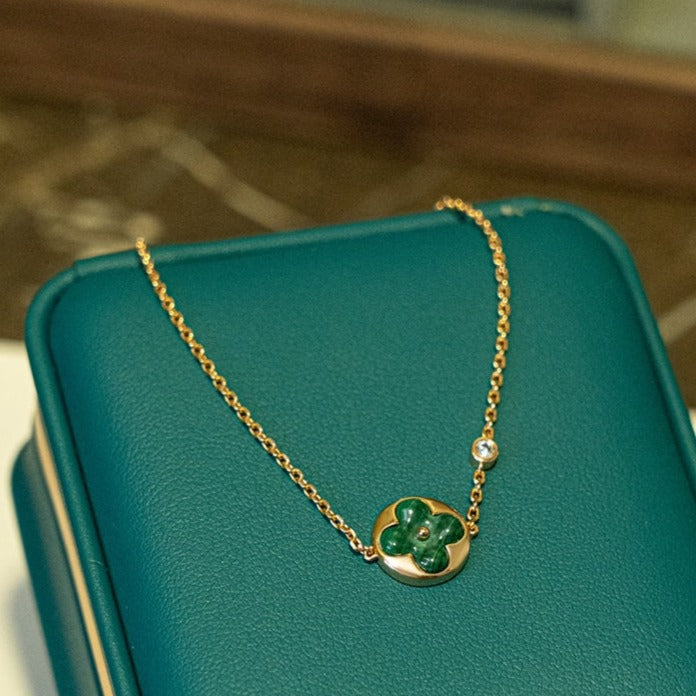 [Marin]BRACELET MALACHITE SOLEIL 1 DIAMANT OR ROSE