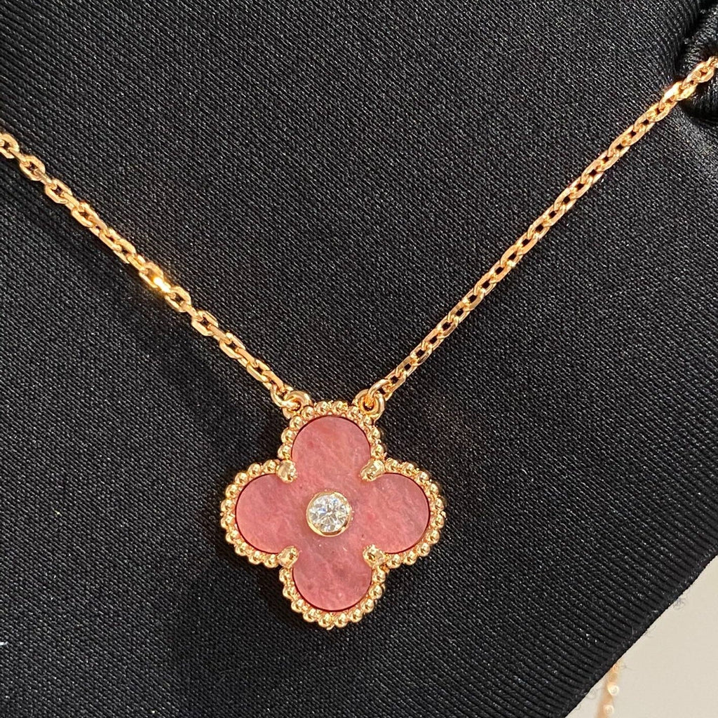 [Marin]COLLIER CLOVER 15MM DIAMOND RHODONITE