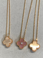 [Marin]CLOVER 15MM DIAMOND RHODONITE NECKLACE