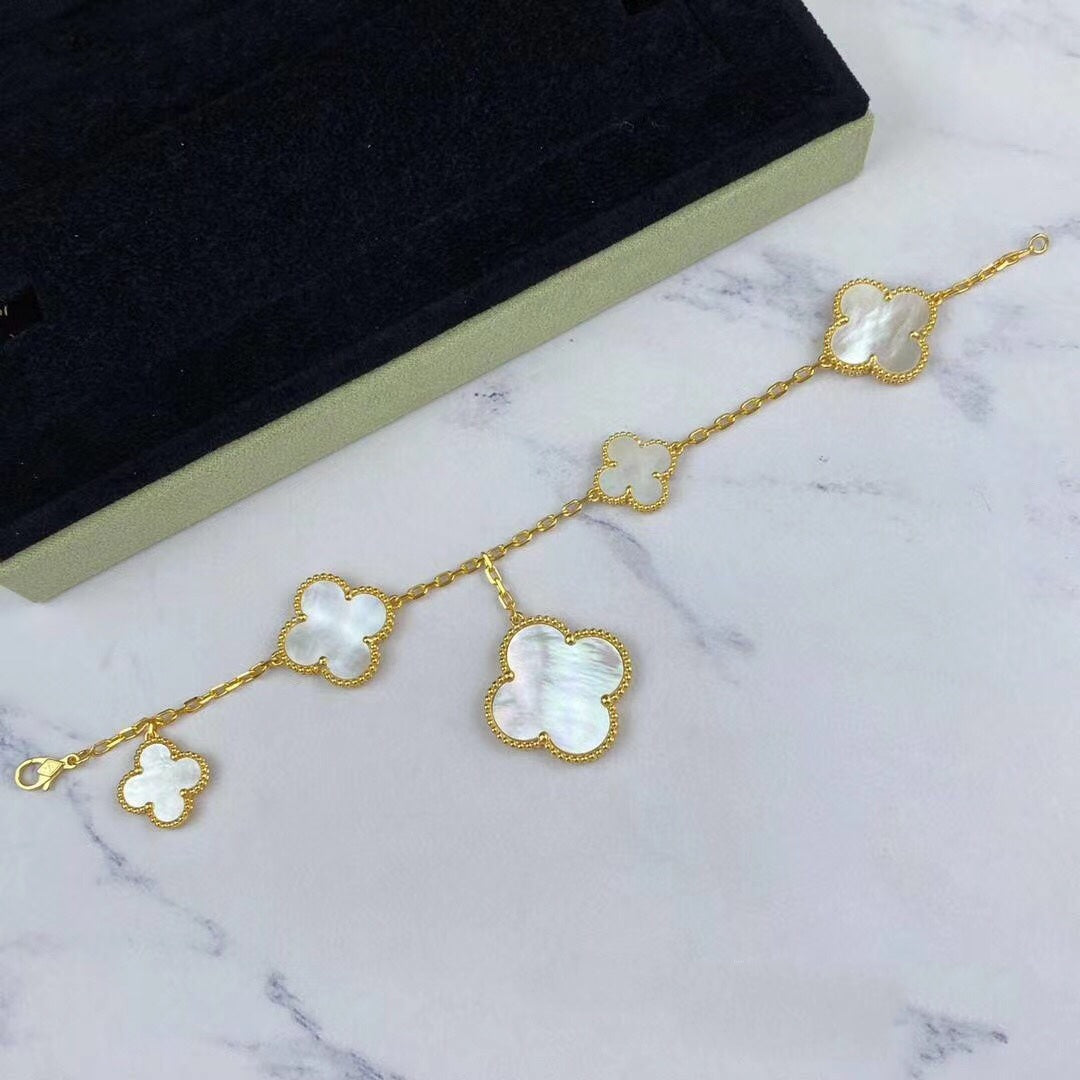 [Marin-Jewelry]MAGIC CLOVER MOP GOLD BRACELET 5 MOTIFS