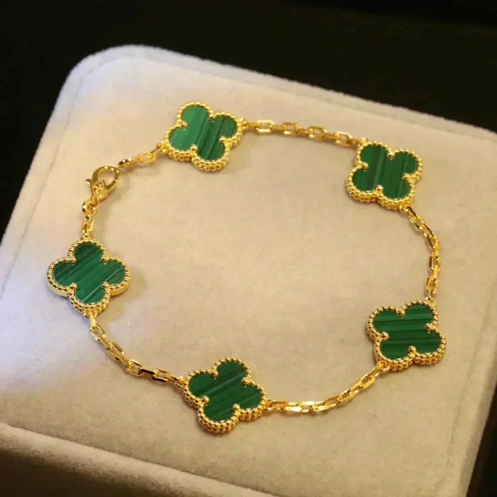 [⭐Shinejoy] COLLECTION DE BRACELETS CLOVER 5 MOTIFS MALACHITE