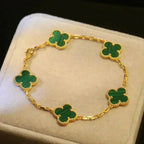 [⭐Shinejoy] COLLECTION DE BRACELETS CLOVER 5 MOTIFS MALACHITE
