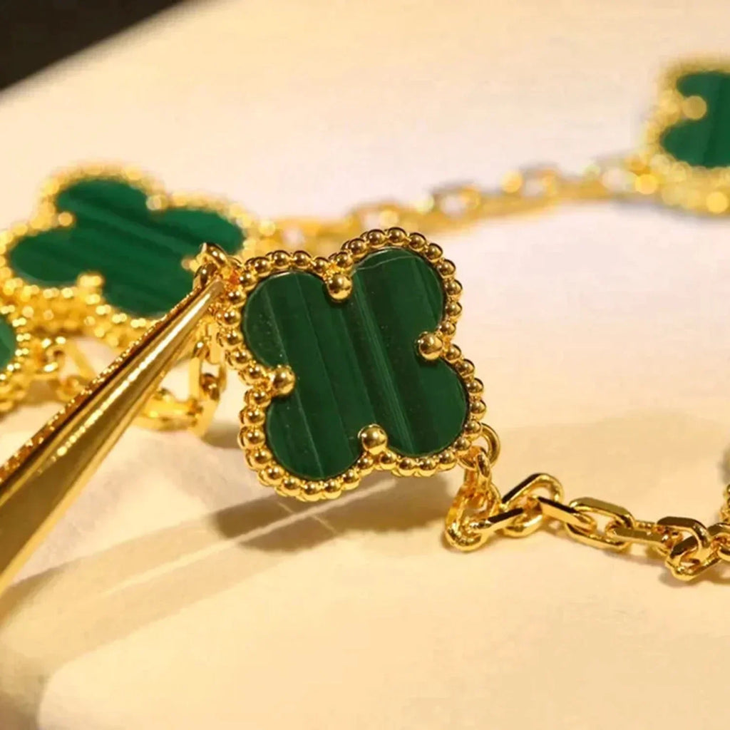 [⭐Shinejoy] COLLECTION DE BRACELETS CLOVER 5 MOTIFS MALACHITE