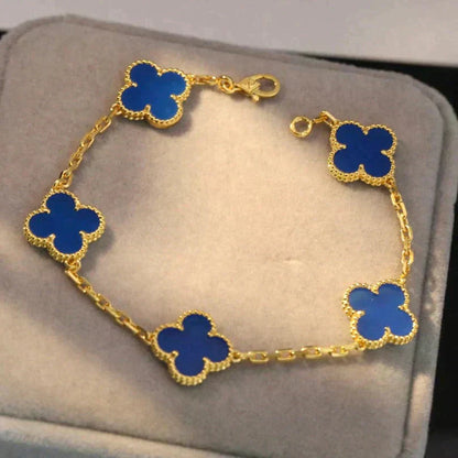[Marin-Jewelry] クローバー5モチーフ ブルーアゲートブレスレットコレクション