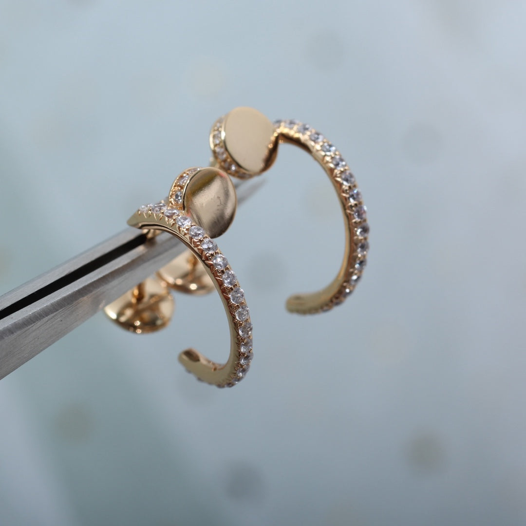 [Marin-Jewelry]JUSTE EARRINGS 12.75MM PINK GOLD DIAMOND