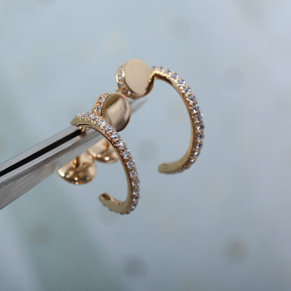 [Marin-Jewelry]JUSTE EARRINGS 12.75MM PINK GOLD DIAMOND