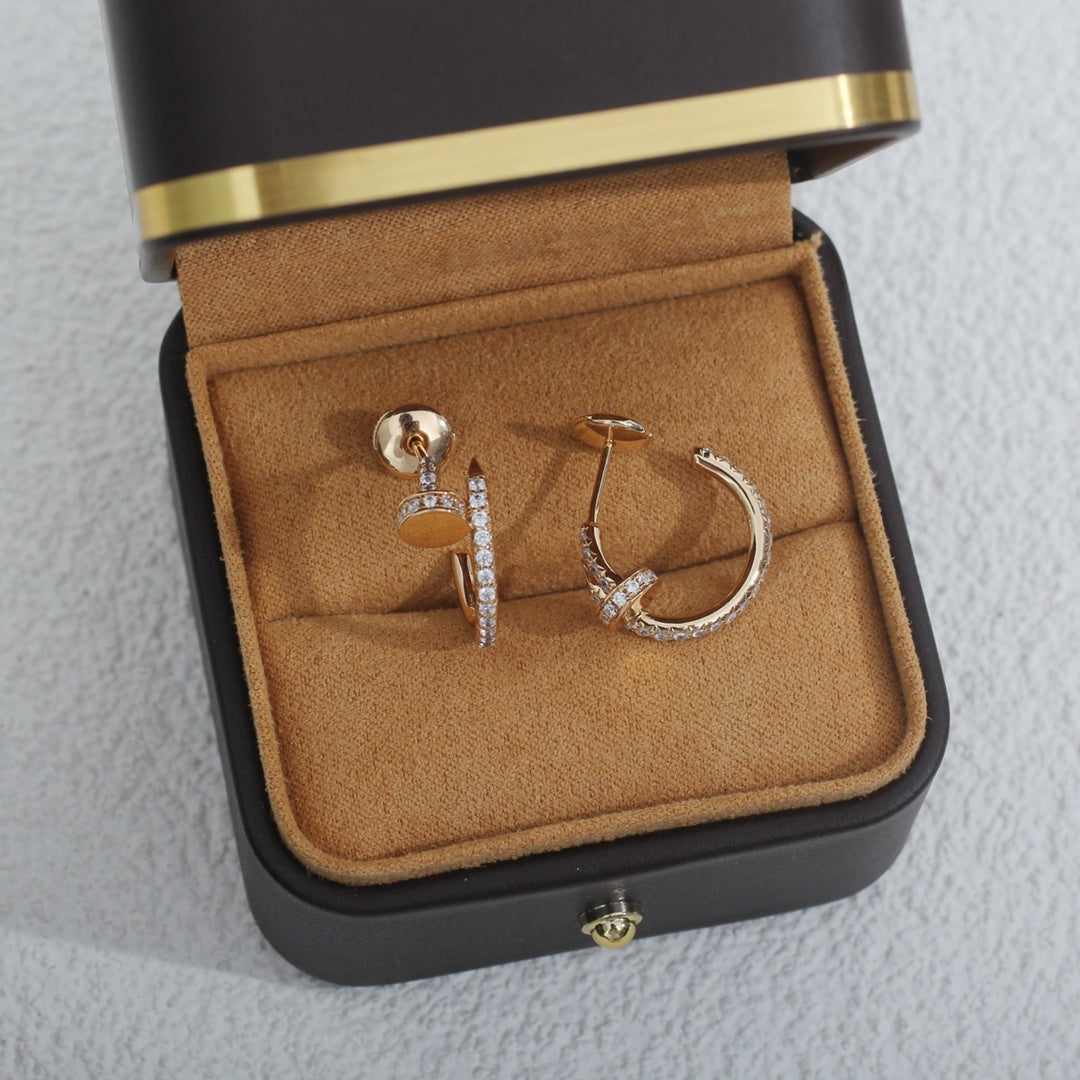 [Marin-Jewelry]JUSTE EARRINGS 12.75MM PINK GOLD DIAMOND