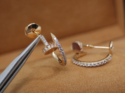 [Marin-Jewelry]JUSTE EARRINGS 12.75MM PINK GOLD DIAMOND