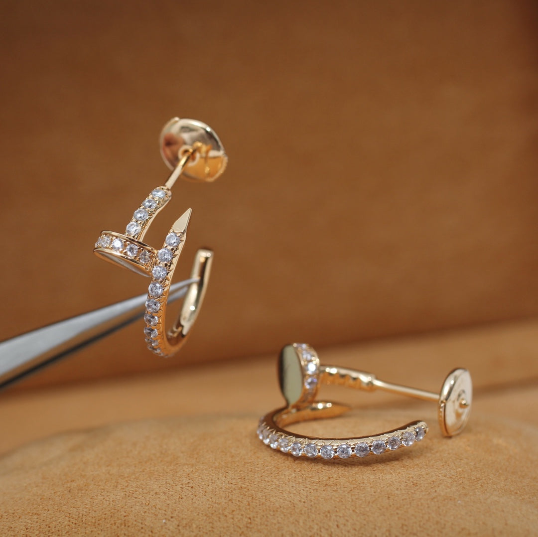 [Marin-Jewelry]JUSTE EARRINGS 12.75MM PINK GOLD DIAMOND
