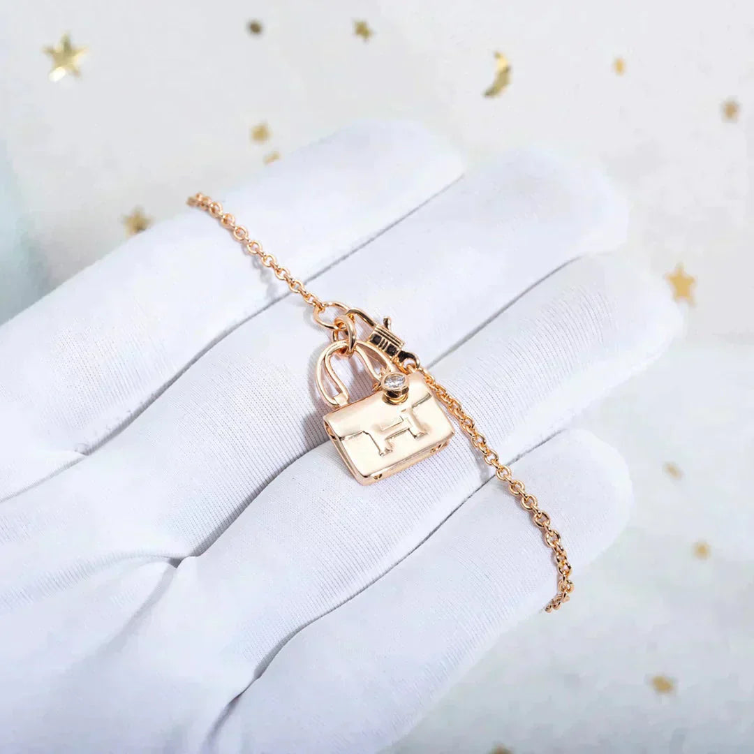 [Marin]COLLIER PENDENTIF AMULETTE OR ROSE