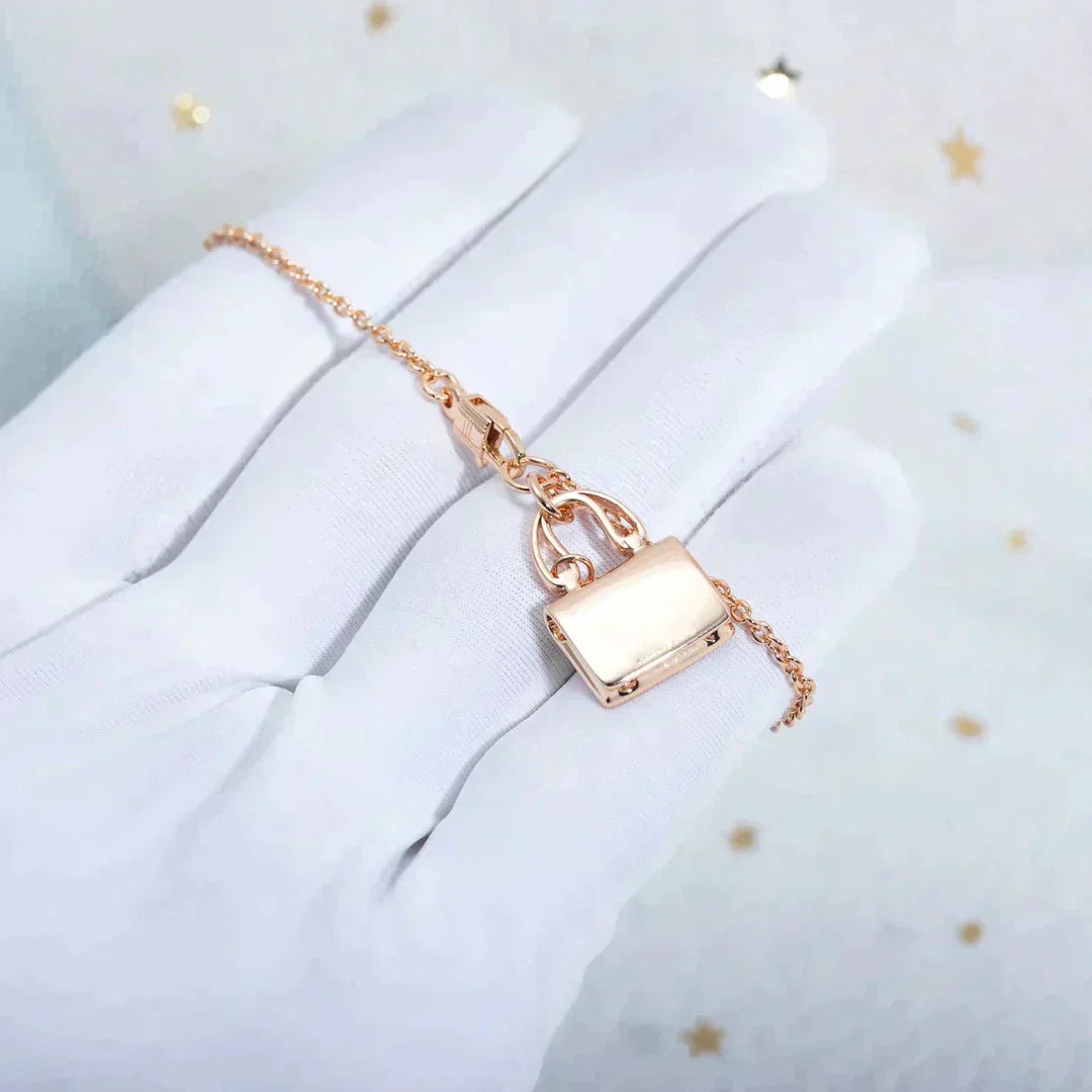 [Marin]COLLIER PENDENTIF AMULETTE OR ROSE