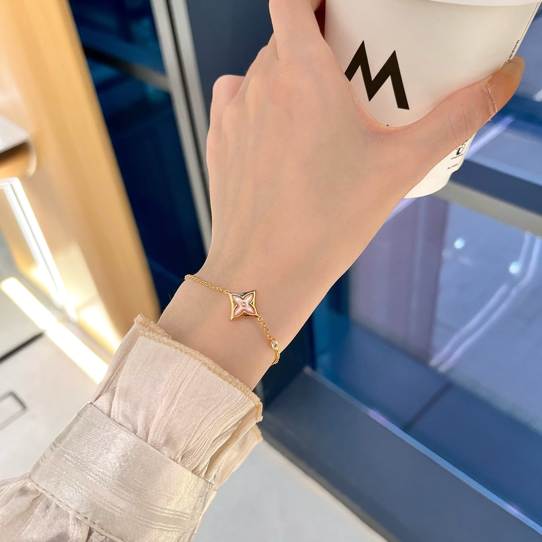 [Marin-Jewelry]STAR 1 DIAMOND PINK GOLD BRACELET